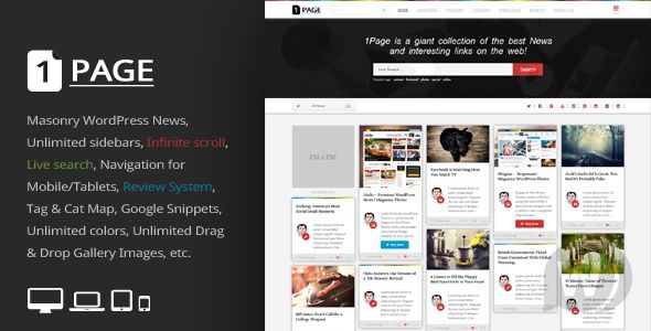 1Page v3.8 - новостной шаблон для WordPress