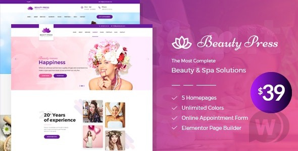 BeautyPress v2.4 - WordPress тема салона красоты