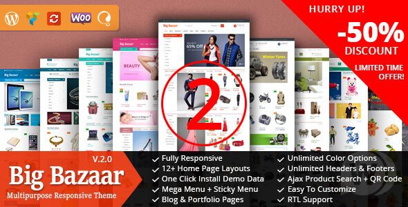 BigBazaar v2.0 – многоцелевая тема интернет магазина WordPress
