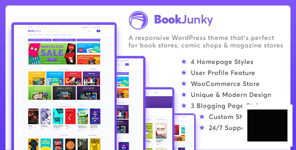 BookJunky v1.0.6 - шаблон магазина книг WooCommerce