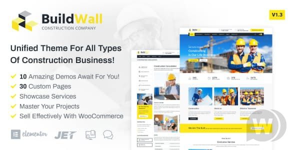 BuildWall v1.3.1 - шаблон строительной компании WordPress