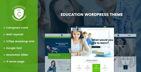 Campress v1.10 - шаблон для сайта онлайн курсов WordPress