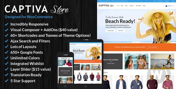 Captiva v2.2 - адаптивная WordPress WooCommerce тема