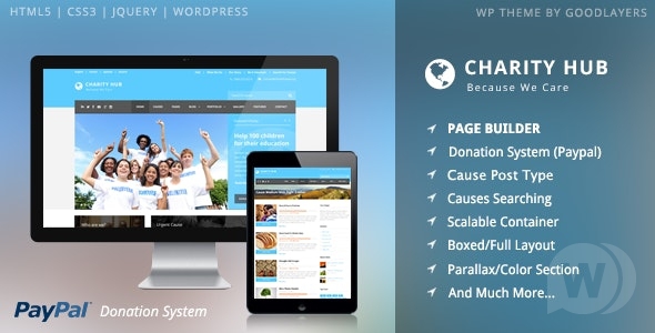 Charity Hub v1.4.2 - некоммерческая тема по сбору средств WordPress