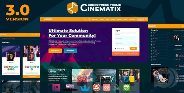 Cinematix v3.0.4 - тема сообщества BuddyPress