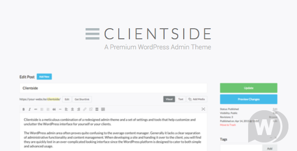 Clientside v1.13.2 - шаблон админ панели WordPress