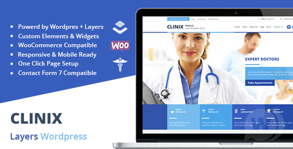 Clinix Medical v1.2.1 - шаблон для врачей/клиники WordPress