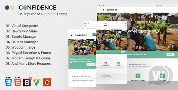 Confidence v3.3.1 - WordPress шаблон на тему благотворительности