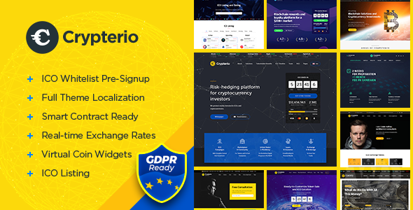 Crypterio v2.3 - лендинг криптовалюты WordPress