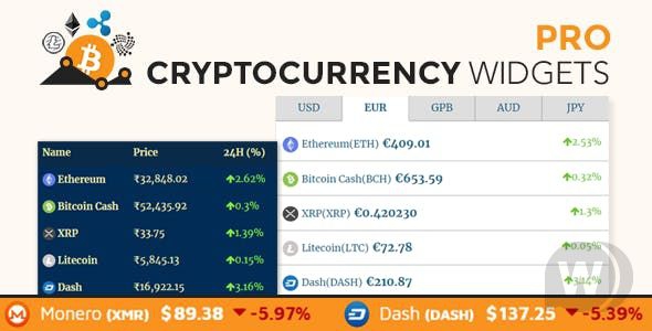 Cryptocurrency Widgets Pro v2.3.2 - виджеты криптовалют для WordPress