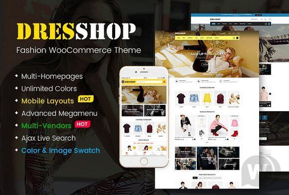DresShop v1.0.0 - шаблон мода/одежда интернет магазина WordPress
