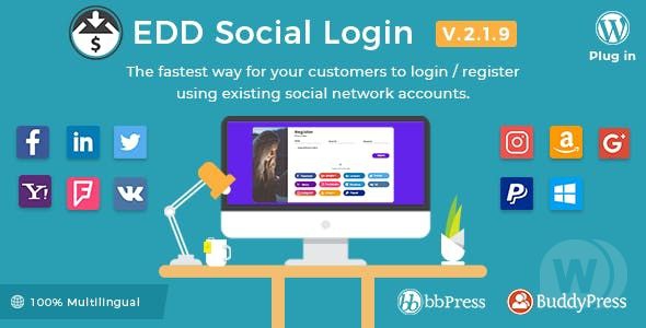 Easy Digital Downloads Social Login v2.2.9 - авторизация через соц. сети