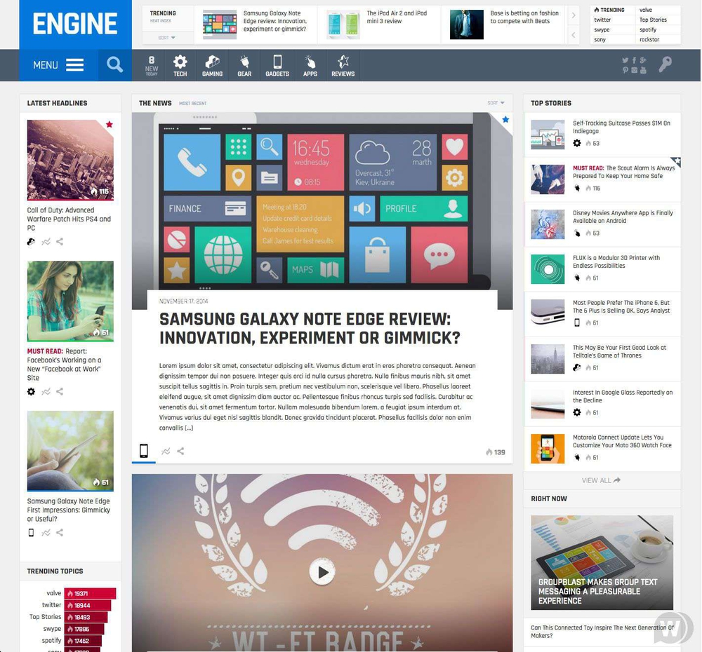 Engine v.1.4 – Drag and Drop News Magazine w/ Minisites