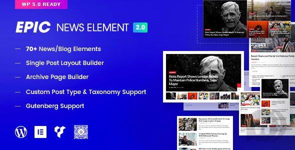 Epic News Elements v2.3.3 NULLED - новостные элементы для Elementor и WPBakery