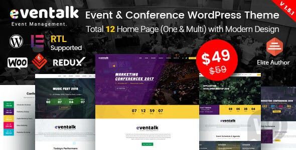EvenTalk v1.5.7 - WordPress шаблон для событий и конференций