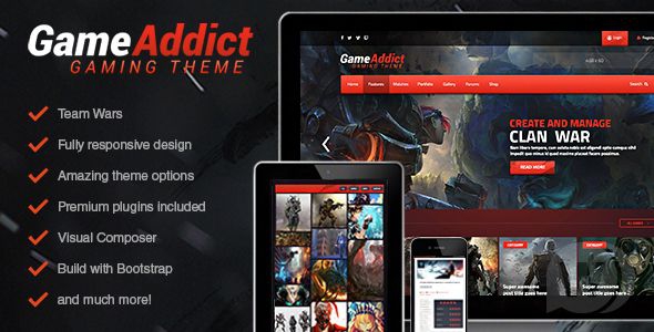 Game Addict v2.3.1 - игровой шаблон для кланов WordPress