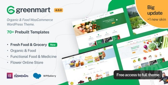GreenMart v4.0.1 - шаблон магазина еды WooCommerce WordPress