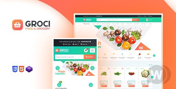 Groci v2.1.1 NULLED - шаблон для интернет-магазина еды WordPress