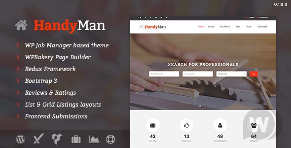 Handyman v1.6.3 - шаблон сайта вакансий WordPress