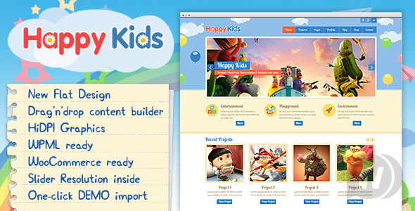 Happy Kids v3.5.1 NULLED - шаблон на детскую тему для WordPress