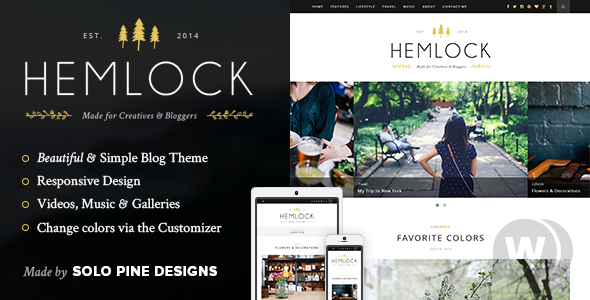 Hemlock v1.8.1 - адаптивная тема блога WordPress