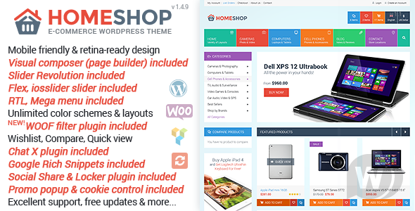 Home Shop v1.4.9 - премиум WooCommerce шаблон WordPress