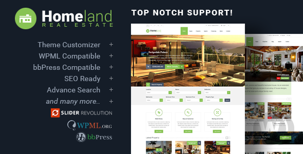 Homeland v3.3.1 - адаптивный шаблон недвижимости WordPress