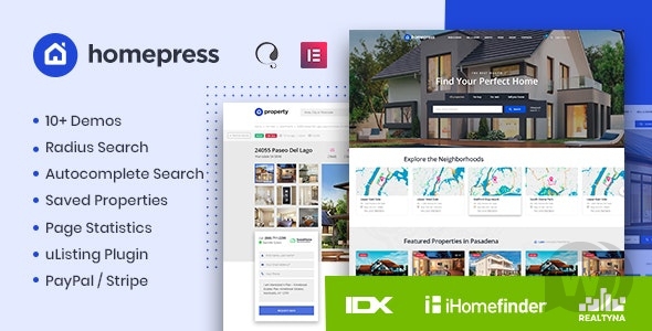 HomePress v1.3.5 NULLED - шаблон сайта недвижимости WordPress