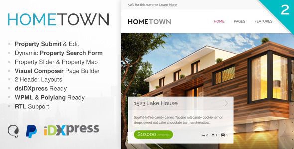 Hometown v2.9.0 - шаблон недвижимости WordPress