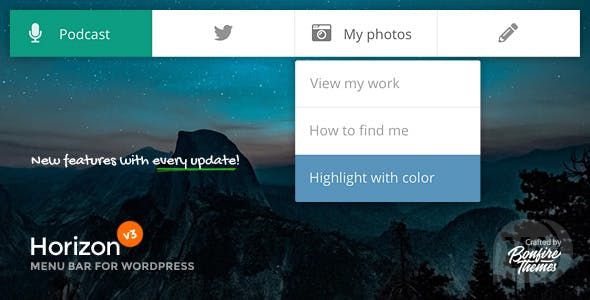 Horizon v3.2 - горизонтальная панель меню для WordPress