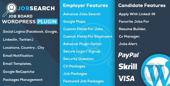 JobSearch v1.8.3 - плагин WordPress поиска работы