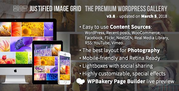 Justified Image Grid v4.0.1 - премиум галерея для WordPress