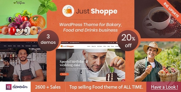 Justshop v10.1 - WordPress шаблон интернет магазина выпечки
