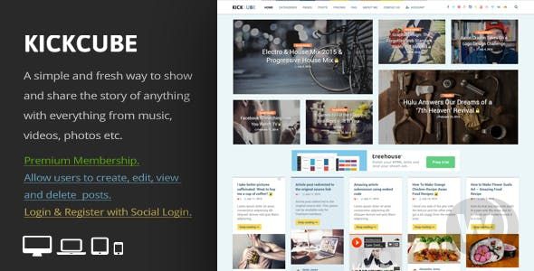 KICKCUBE v2.1 - шаблон обмена пользовательским контентом WordPress
