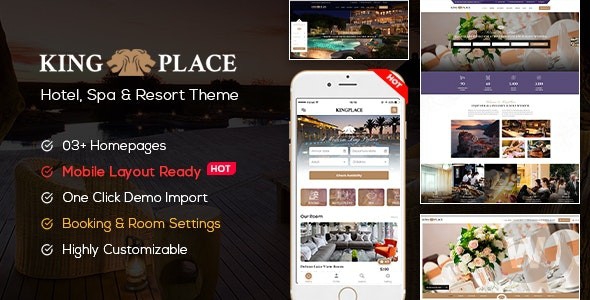 KingPlace v1.2.4 NULLED - WordPress тема бронирования отелей, спа и курортов