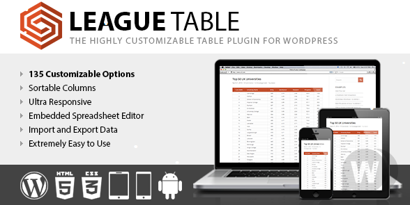 League Table v2.09 - красивые таблицы для WordPress