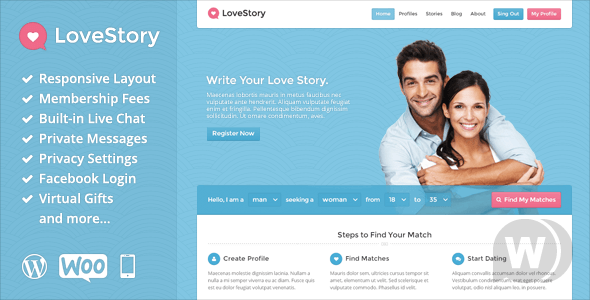 LoveStory 1.21 - шаблон для сайта знакомств WordPress