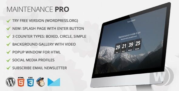 Maintenance PRO v3.6.2 - WordPress плагин страницы обслуживания