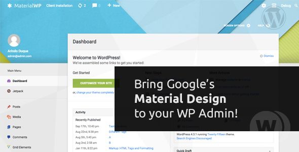 Material WP v1.1.5 - шаблон для админ панели WordPress