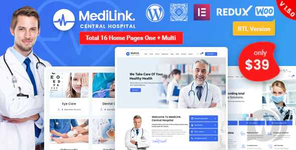 Medilink v1.5.1 - медицина и здоровье WordPress тема