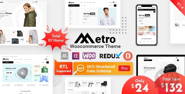 Metro v2.0 NULLED - минимальная тема WordPress для WooCommerce