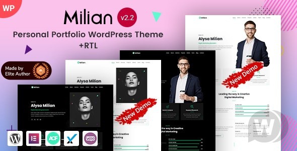 Milian v2.2 NULLED - тема личного портфолио Elementor WordPress