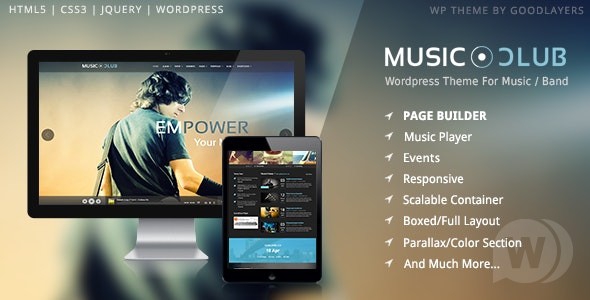 Music Club v1.8.2 - музыкальный шаблон для группы WordPress