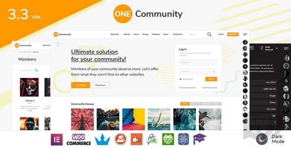 OneCommunity v3.7.6 - тема для сообществ BuddyPress WordPress
