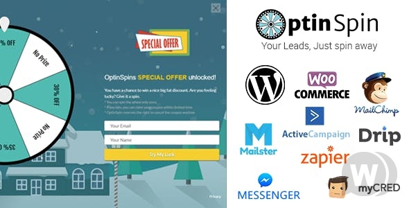 OptinSpin v2.16 - «колесо фортуны» WordPress WooCommerce