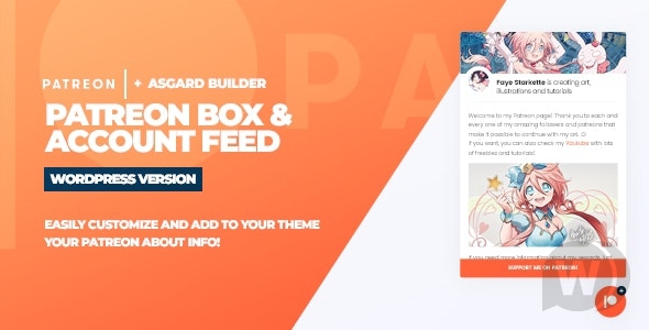 Patreon Box and About Feed WordPress Plugin v1.0.0