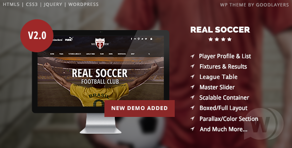 Real Soccer v2.4.2 - шаблон для спортивных клубов WordPress