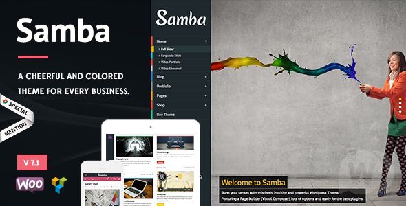 Samba v7.4 NULLED - цветная тема WordPress