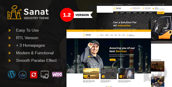 Sanat v1.3.9.1 - шаблон WordPress для фабрики и промышленности