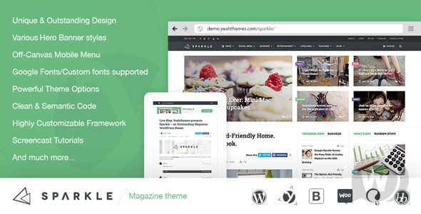 Sparkle v2.3 - новостной шаблон WordPress